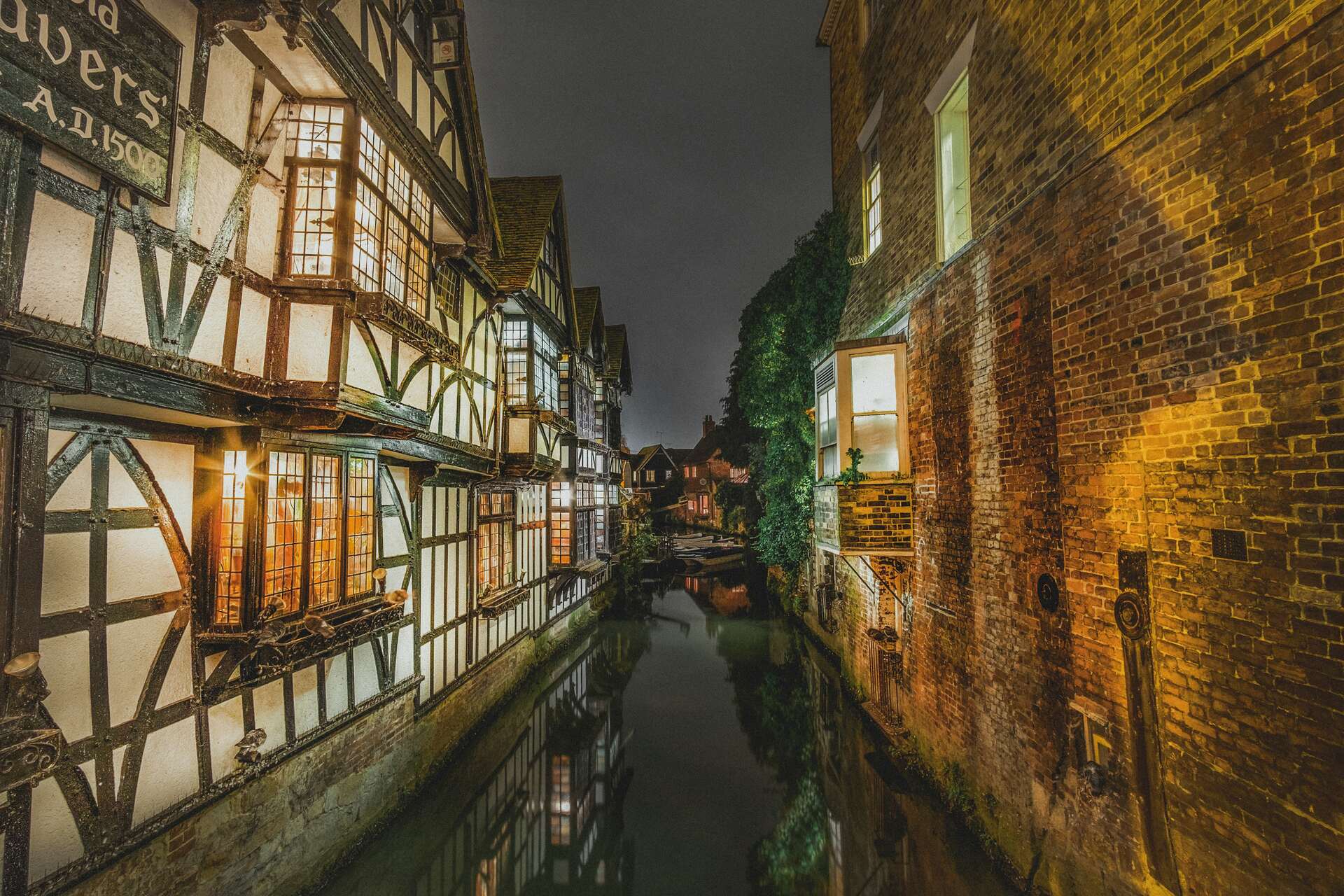 Canterbury streets at night during the game